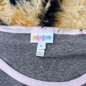 New LulaRoe dress without tags gray w/ pink baseball shirt too sleeve size large